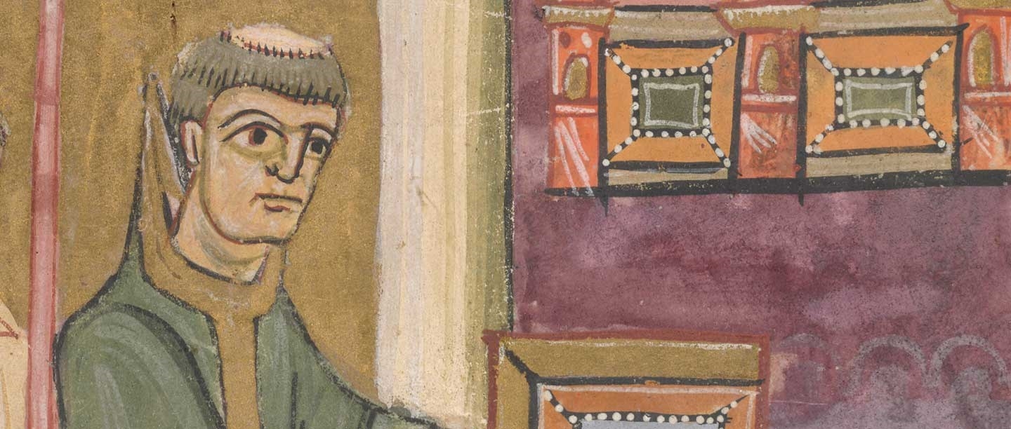 St Augustine, detail from an 11th-century manuscript