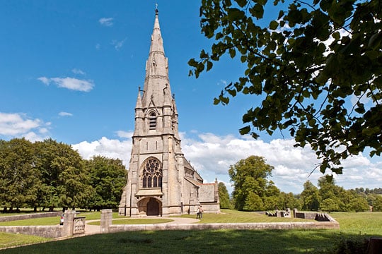 St Mary, Studley Royal, seen from the south-west, standing in its walled churchyard St Mary, Studley Royal, seen from the south-west, standing in its walled churchyard