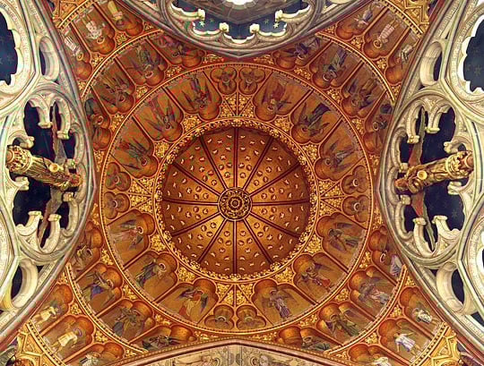 The painted and gilded dome over the sanctuary, St Marys, Studley Royal The painted and gilded dome over the sanctuary, St Marys, Studley Royal