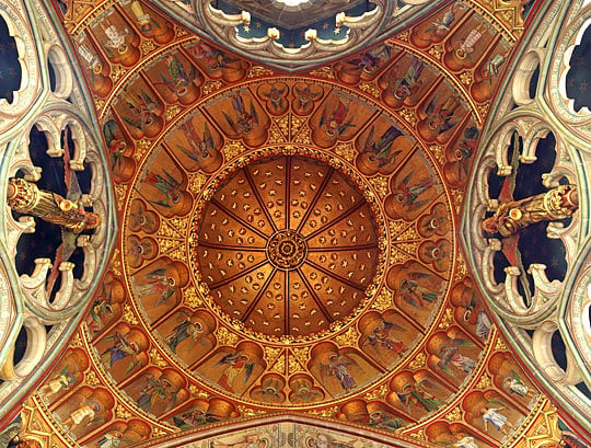 The painted and gilded dome over the sanctuary, St Marys, Studley Royal