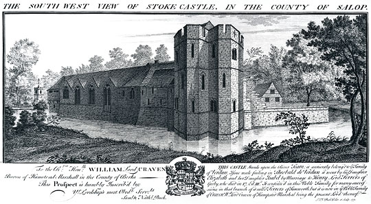 Buck engraving of Stokesay Castle Buck engraving of Stokesay Castle