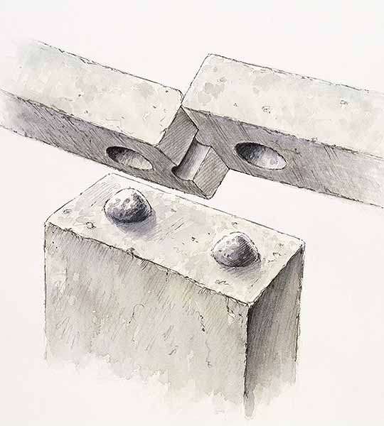 Diagram showing the joints used in the outer sarsen circle at Stonehenge