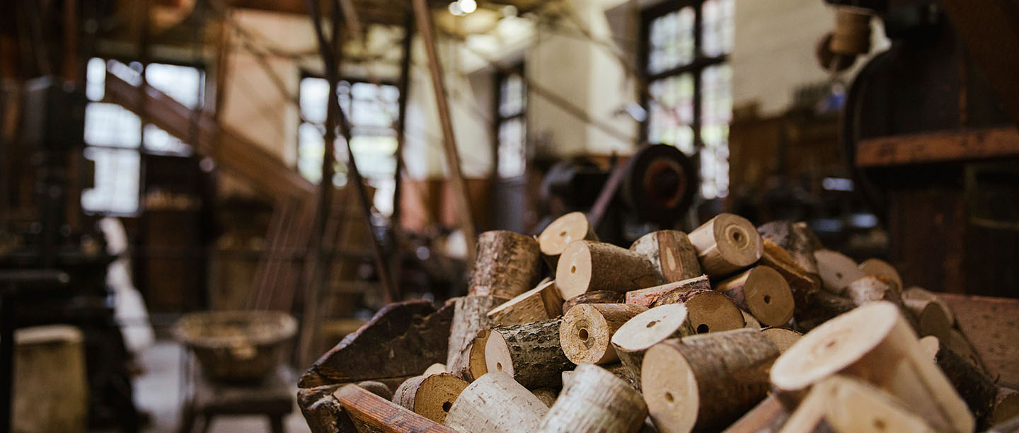 Wooden blanks ready to be turned into Bobbins