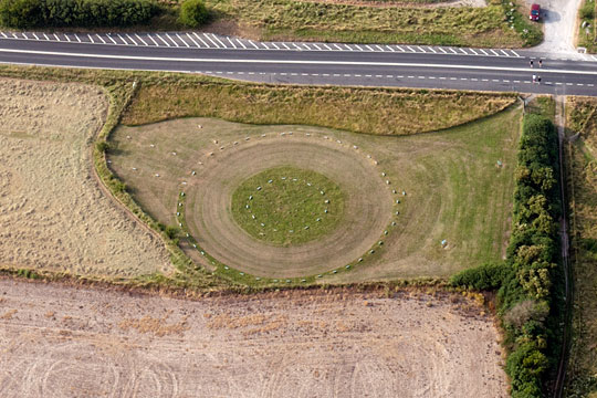Aerial view of the Sanctuary with the A4 road to the north Aerial view of the Sanctuary with the A4 road to the north