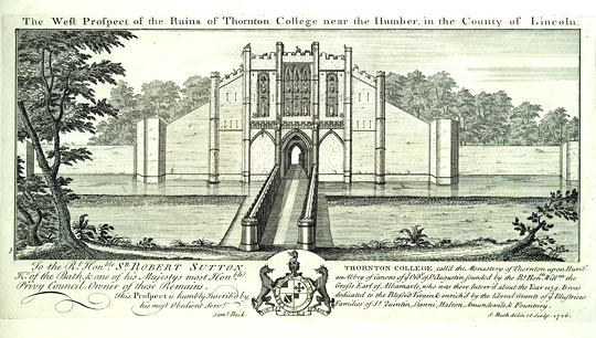 Samuel Buck engraving (1726), Thornton Abbey and Gatehouse
