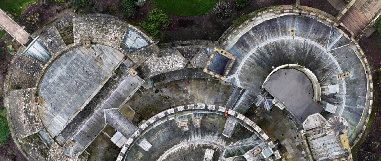 A birdseye view of the roof of Walmer Castle.