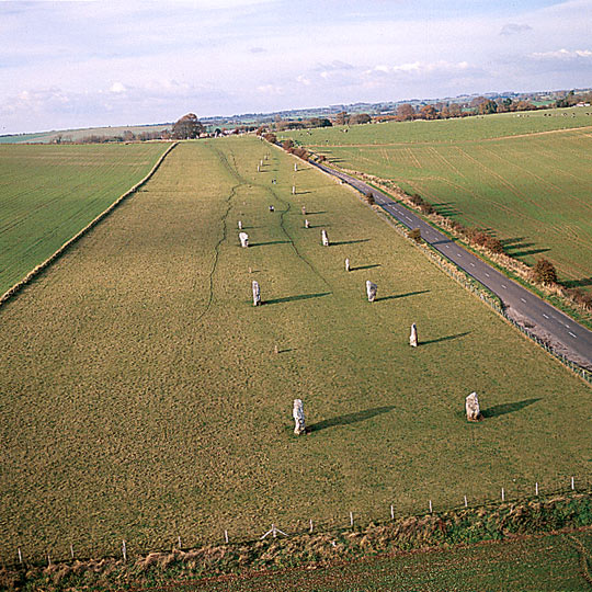 Low aerial view of The Avenue, looking north, with the B4003 road running parallel to the east