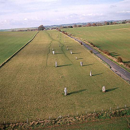 Low aerial view of The Avenue, looking north, with the B4003 road running parallel to the east