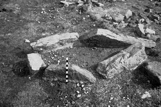 View of a cist burial cut into Wheeldale Roman Road