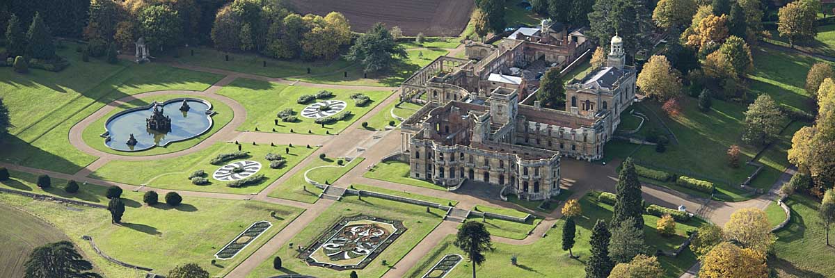 Witley court and gardens seen from the air Witley court and gardens seen from the air