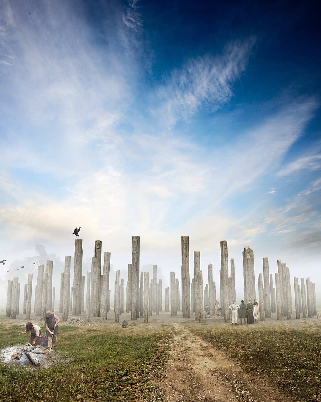 Woodhenge as it may have appeared in about 2500 BC