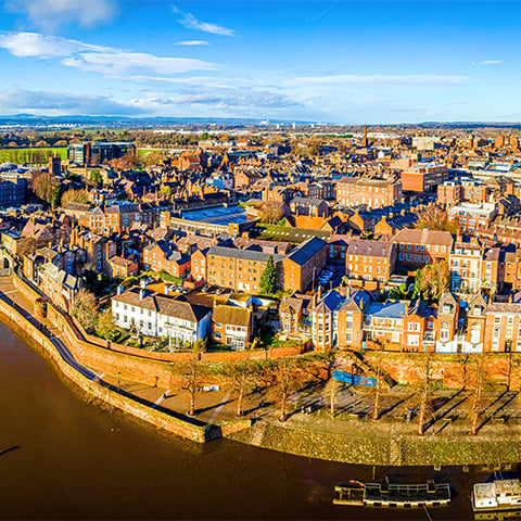 An aerial view of Chester city centre