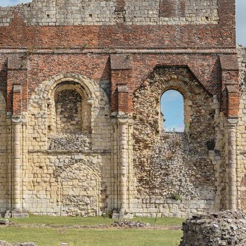 A view of the stone wall ruins at St Augustine's Abbey.