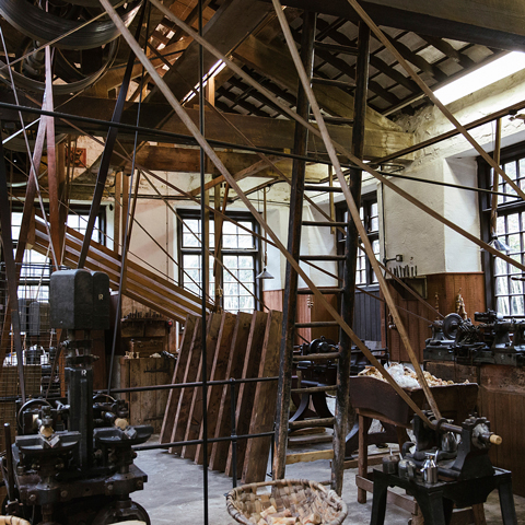 The interior workshop at Stott Park Bobbin Mill.