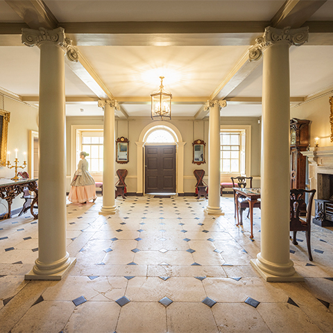 A Georgian entrance hallway in the house at Marble Hill 