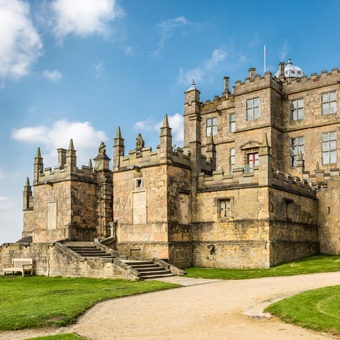 A view of the Bolsover Castle on a sunny day.