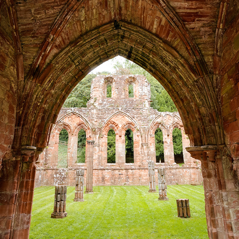 A view of Furness Abbey through the archway.