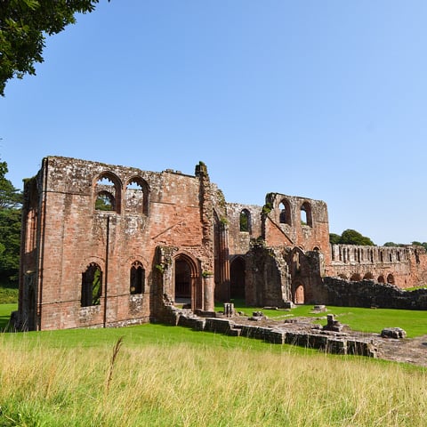 A view of the ruined walls at Furness Abbey.